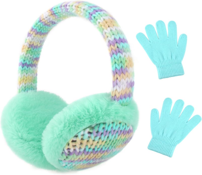 SEDUXI Kids Winter Ear Muffs with Gloves Set - Plush Knit Earmuffs & Mittens, Adjustable Soft Ear Warmers for Boys Girls 3-16 Years - Image 1